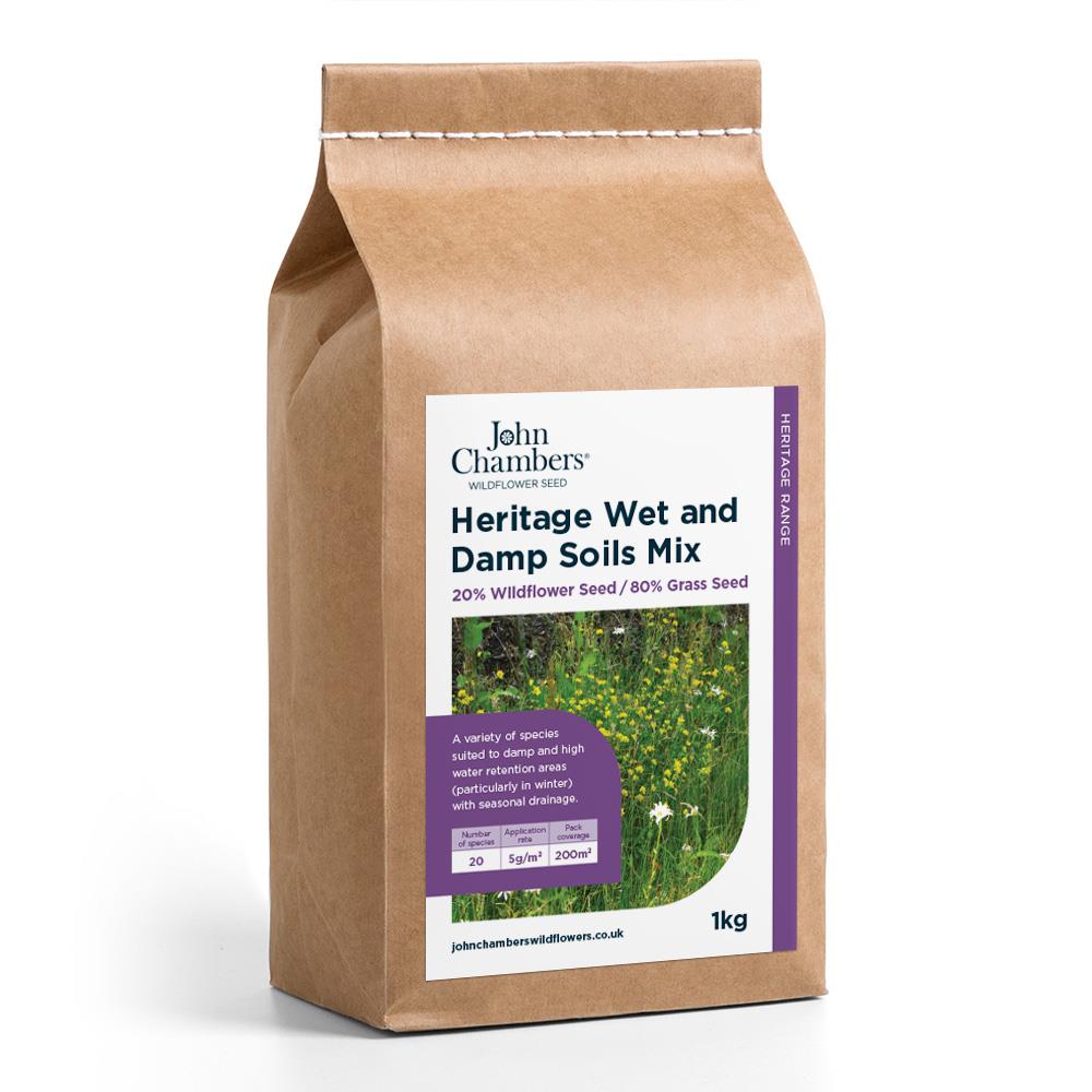 Heritage Wet & Damp Soils 80 Grass Seed Wildflower Mix 80 Grass